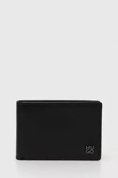 Кожаный кошелек Hugo, черный