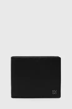 Кожаный кошелек Hugo, черный
