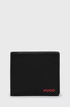 Кожаный кошелек Hugo, черный