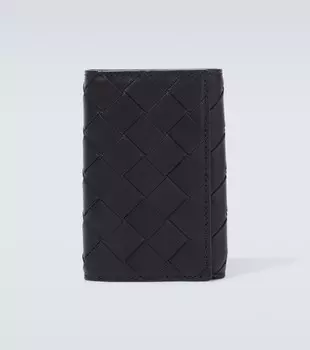 Кожаный кошелек intrecciato двойного сложения Bottega Veneta, черный