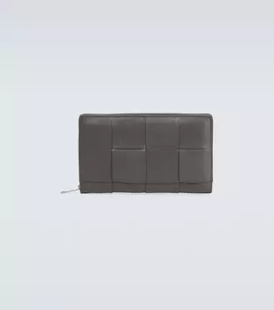 Кожаный кошелек Intreccio на молнии Bottega Veneta, серый