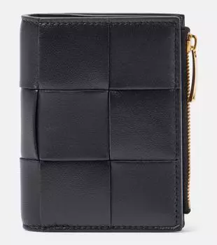 Кожаный кошелек-кассетник Bottega Veneta, Black/Gold