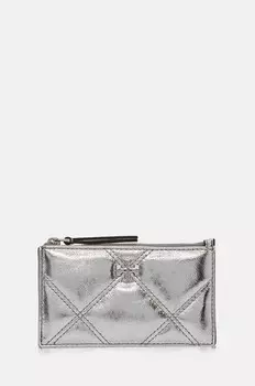 Кожаный кошелек Kira Metallic Diamond Tory Burch, серебряный