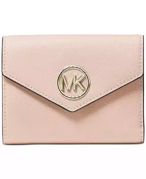 Кожаный кошелек-конверт Greenwich тройного сложения Michael Kors, розовый