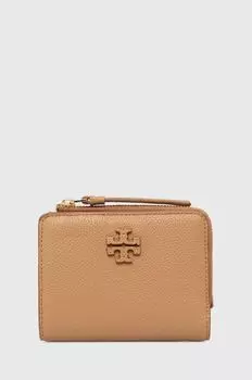 Кожаный кошелек McGraw Bi-Fold Tory Burch, коричневый