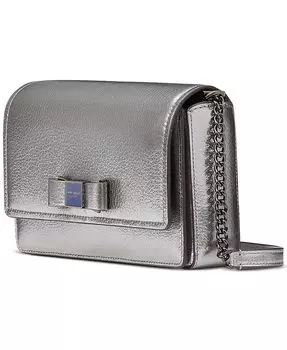 Кожаный кошелек Morgan Bow с отделкой и цепочкой с клапаном цвета металлик kate spade new york, серебро