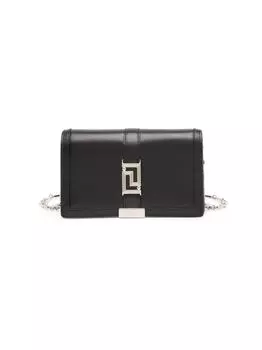 Кожаный кошелек на цепочке Greca Goddess Versace, черный