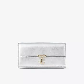 Кожаный кошелек на цепочке с логотипом Avenue Jimmy Choo, серебряный