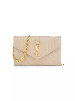 Кожаный кошелек на цепочке с монограммой Envelope Matelass Saint Laurent