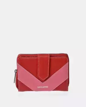 Кожаный кошелек на молнии Daviletto, красный