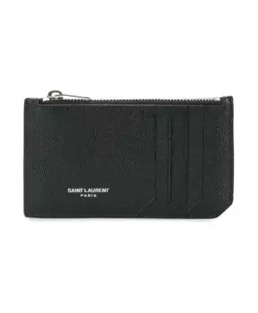 Кожаный кошелек на молнии и отделениями для карт. Saint Laurent, черный