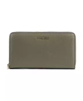 Кожаный кошелек на молнии и визитницей Coccinelle, зеленый