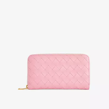 Кожаный кошелек на молнии Intrecciato Bottega Veneta, желтый