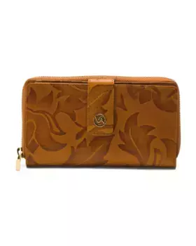 Кожаный кошелек на молнии по периметру Made In Italy Valentina, цвет Cuoio