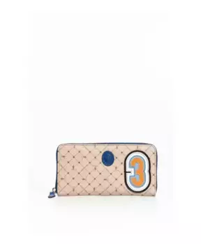 Кожаный кошелек на молнии с принтом 70 х годов Trussardi, бежевый