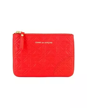 Кожаный кошелек на молнии с тиснением Comme Des Garcons, оранжевый