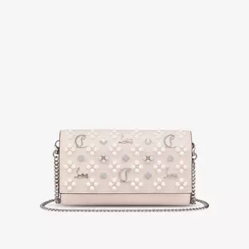 Кожаный кошелек Paloma на цепочке Christian Louboutin, цвет leche