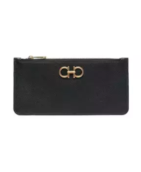 Кожаный кошелек с бляшкой Gancini Salvatore Ferragamo, черный