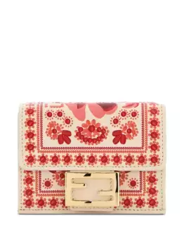 Кожаный кошелек с цветочным принтом FENDI, нейтральный