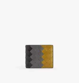 Кожаный кошелек с двойным сложением Intrecciato-Weave Bottega Veneta, мультиколор