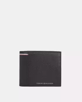 Кожаный кошелек с фирменной отделкой Tommy Hilfiger, черный