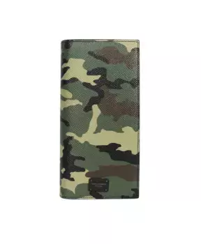 Кожаный кошелек с камуфляжным принтом Dolce & Gabbana, зеленый