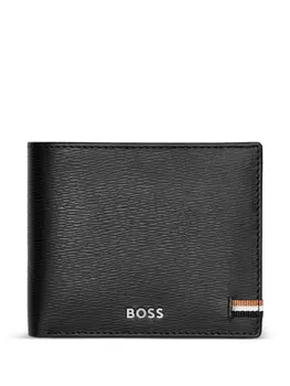 Кожаный кошелек с логотипом BOSS, черный