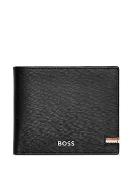Кожаный кошелек с логотипом BOSS, черный