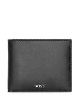 Кожаный кошелек с логотипом BOSS, черный