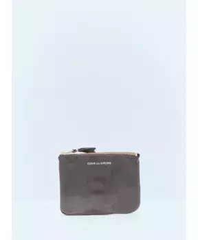 Кожаный кошелек с логотипом и стираной отделкой Comme Des Garons, черный