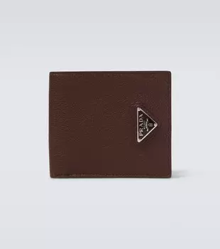 Кожаный кошелек с логотипом Prada, Bruciato