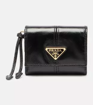 Кожаный кошелек с логотипом Prada, черный
