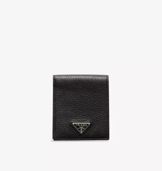 Кожаный кошелек с логотипом Prada Prada, черный