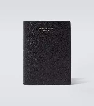 Кожаный кошелек с логотипом Saint Laurent, черный