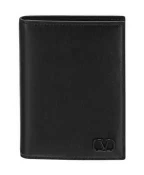 Кожаный кошелек с логотипом Valentino Garavani, черный
