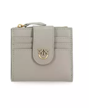 Кожаный кошелек с любовными птичками Pinko, серый