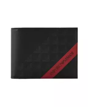 Кожаный кошелек с М полосками Armani, черный