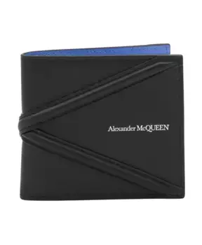 Кожаный кошелек с металлическим логотипом Alexander Mcqueen, черный