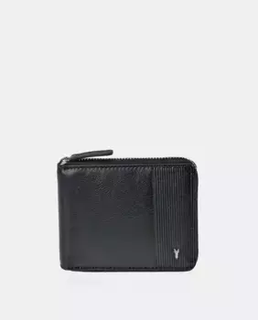 Кожаный кошелек с монетницей и молнией Yanko, черный