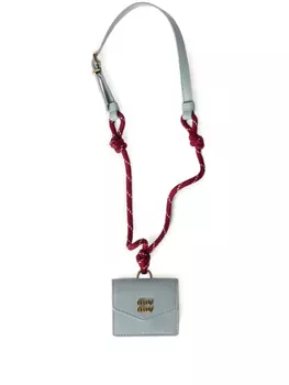 Кожаный кошелек с ремешком Miu Miu, синий