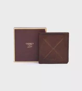 Кожаный кошелек с RFID-идентификатором X Stitch OSPREY LONDON, коричневый