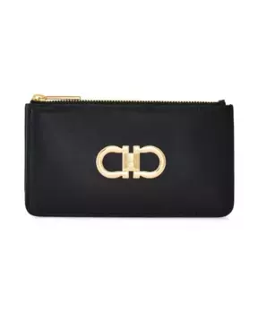 Кожаный кошелек S с бляшкой Gancini Salvatore Ferragamo, черный