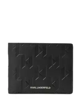 Кожаный кошелек с тисненым логотипом KARL LAGERFELD, черный