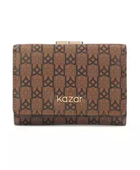 Кожаный кошелек с узором «М» Kazar, коричневый