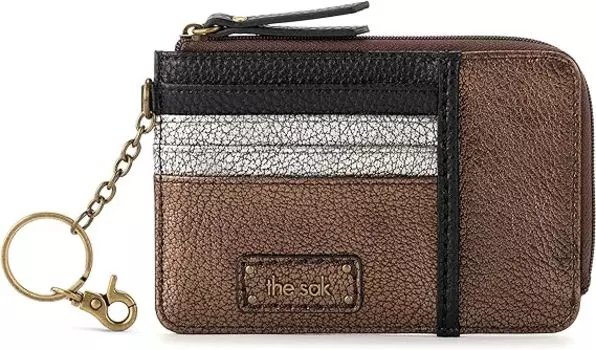 Кожаный кошелек Sak Iris с приподнятой визитницей и брелком для ключей, бронзовый