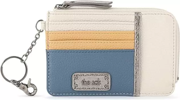 Кожаный кошелек Sak Iris с приподнятой визитницей и брелком для ключей, разноцветный