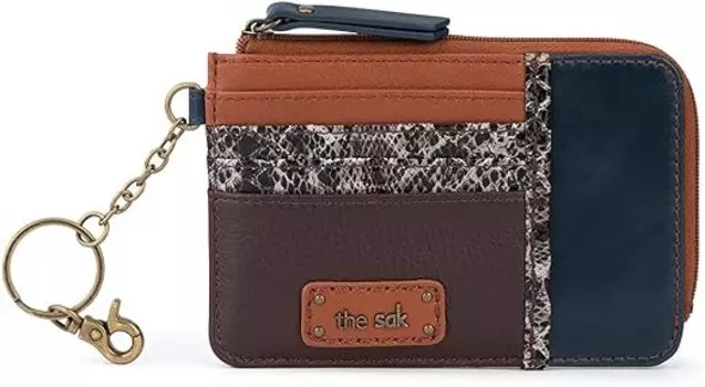 Кожаный кошелек Sak Iris с приподнятой визитницей и брелком для ключей, разноцветный