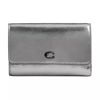 Кожаный кошелек среднего размера для женщин, серебристый COACH, Silver