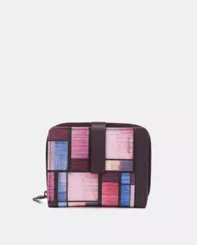 Кожаный кошелек среднего размера с геометрическим принтом Abbacino, мультиколор