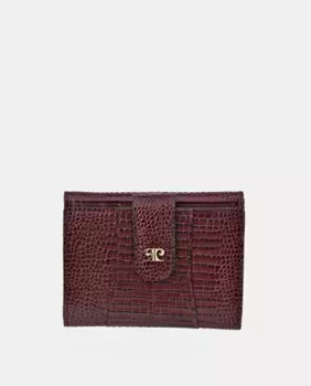 Кожаный кошелек среднего размера с кокосовым принтом коричневого цвета Pierre Cardin